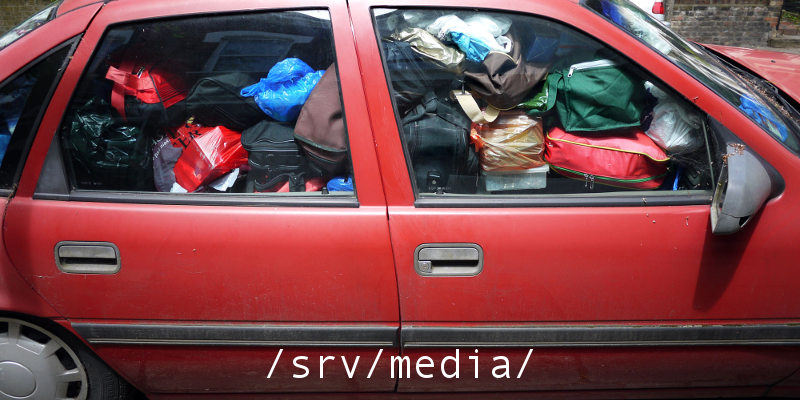 A car full of luggage.