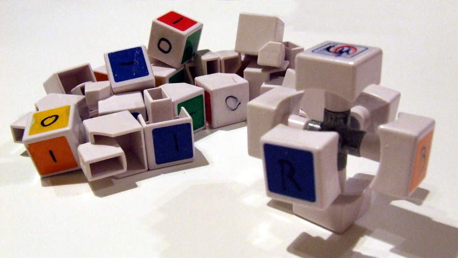 A disassembled Rubik's cube